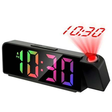 DAYBETTER Rgb Digital Alarm Clock for Heavy Sleepers Kids, LED Projection Clock for Bedroom Ceiling