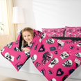 thumbnail image 3 of Homewish Y2K Pink Skull Rose Full Size Comforter Sets for Girls, Bow Playing Card Halloween Bedding Comforter Set, Black Reversible, 3-Piece, 1 Comforter and 2 Pillowcases, 3 of 6
