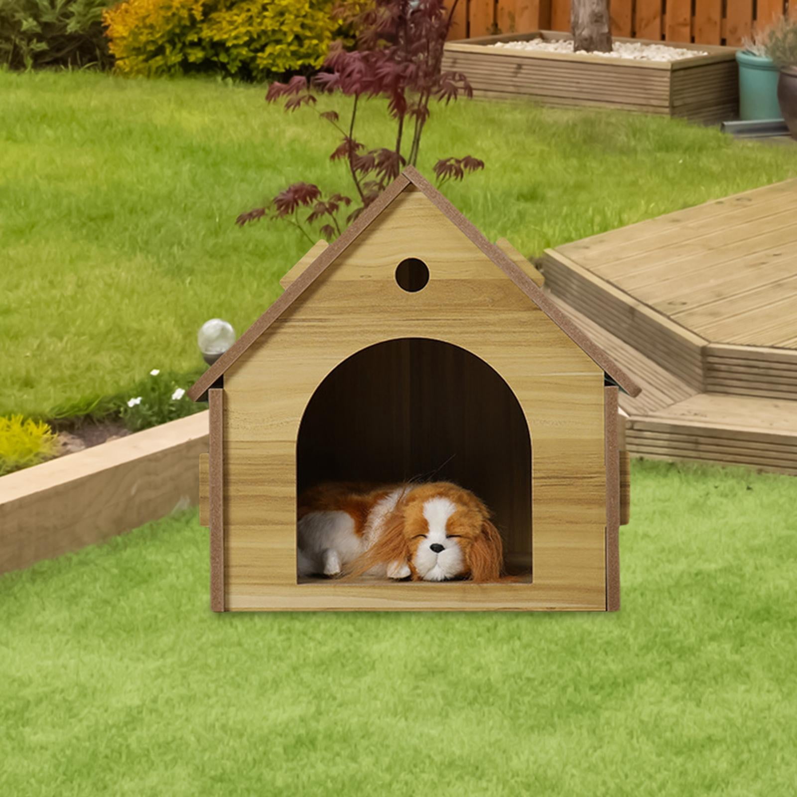 FITYLE Outdoor Cat House Puppy Cave Feral Cats Outside Shelter Ducks Small Dogs Wooden Sturdy Structure Rabbit Hutch Hideout Cat color
