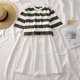thumbnail image 1 of Fashionable simple single/suit summer new fashion wide-leg pants two-piece female student Korean loose loose short-sleeved striped T-shirtpangjing, 1 of 4
