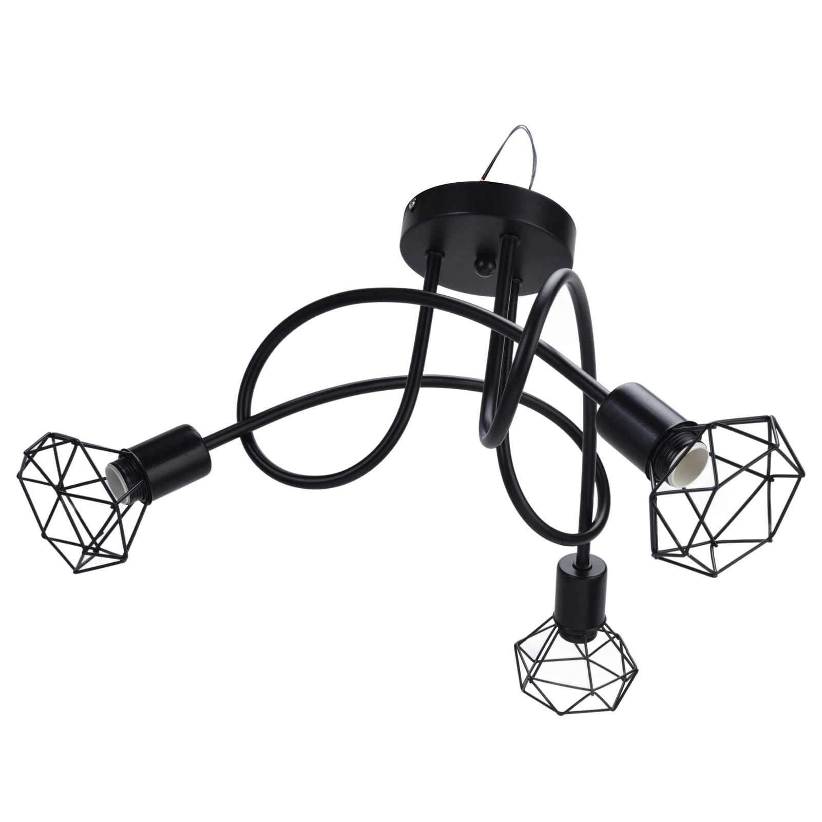 NFTIGB Modern 3 Heads Pendant Light Hollow Iron Ceiling Lamp Fixture for Bedroom Dining Room, Black Base (Bulb Not Included)