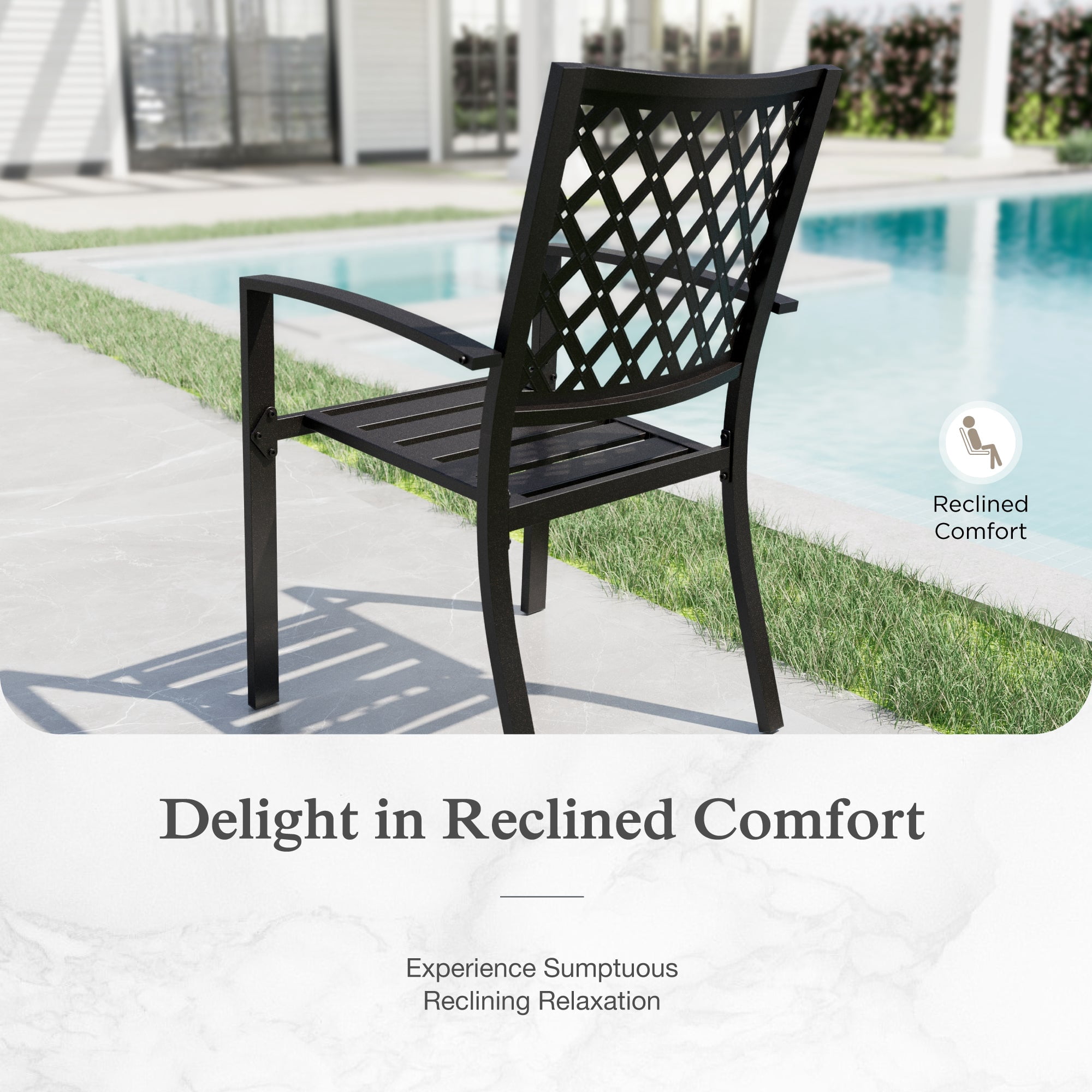 Sophia & William 7 Piece Outdoor Patio Dining Sets Metal 54" Round Table and Stackable Stackable Chairs Set for 6