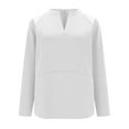 thumbnail image 6 of Tauxra Women's Casual Long Sleeve V-Neck Top, Loose Knit Blouse In Solid Color, Versatile Basic Shirt for Everyday Wear, 6 of 7