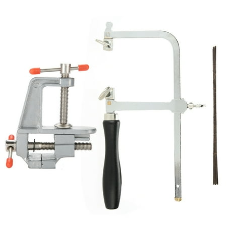 HERCHR Clamp Vise, Jewelers Sawbow Saw Frame 12 Blades & Mini Bench Vise with Clamp Jewelry Making DIY Craft Tool, Mini Clamp Vise