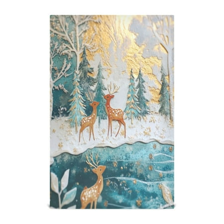 

Kitchen Towel 28x18 Inches x4，Plate Towel Decorative Towel Napkin Tea Towel Tea Towels For Kitchen Dish Cloths & Dish Towels Christmas Deer in The Snow