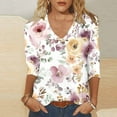 thumbnail image 2 of Womens 3/4 Sleeve Tops Plus Size Print Casual V Neck Tunic Tops Basic Tees Blouses, 2 of 5
