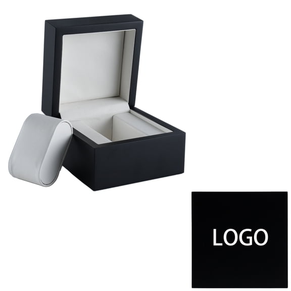 RBYENOU Solid Wood Watch Storage Box - Custom Logo Engraved, Durable Single Slot Case for Men/Women
