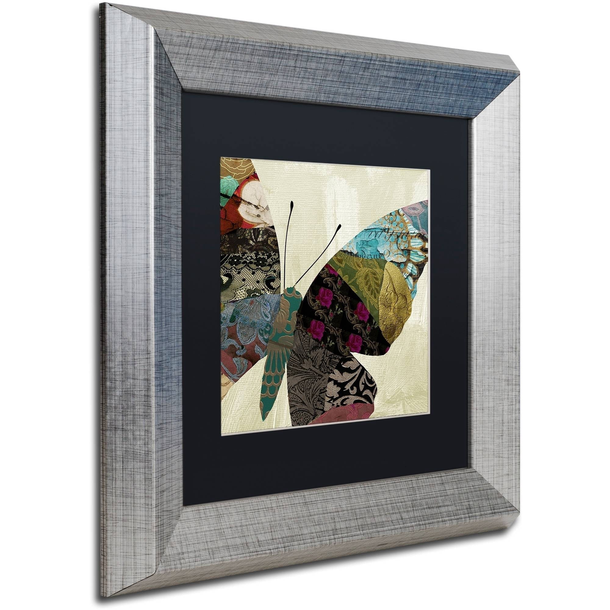 Trademark Fine Art "Butterfly Brocade IV" Canvas Art by Color Bakery Black Matte, Silver Frame