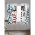 thumbnail image 5 of Christmas Red Snowman Sheer Curtains 63 Inch Long 2 Panels, Winter Snow Scene Pine Tree Forest Bird Light Filtering Rod Pocket Semi Sheer Curtains, Sheer Voile Drapes for Living Room Bedroom, 52"x63", 5 of 5