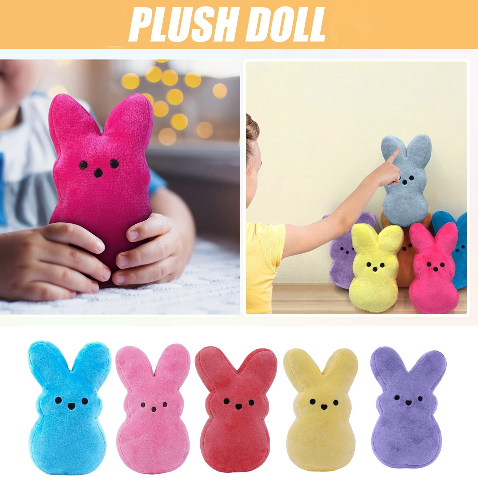 20" Giant Candy Easter Bunny Plush - Large Stuffed Rabbit Toy - Colorful Hugging Pillow - Spring Holiday Bedroom Decor - Soft Animal Doll Gift For Kids Girls Sofa Bed Sleeping Cushions