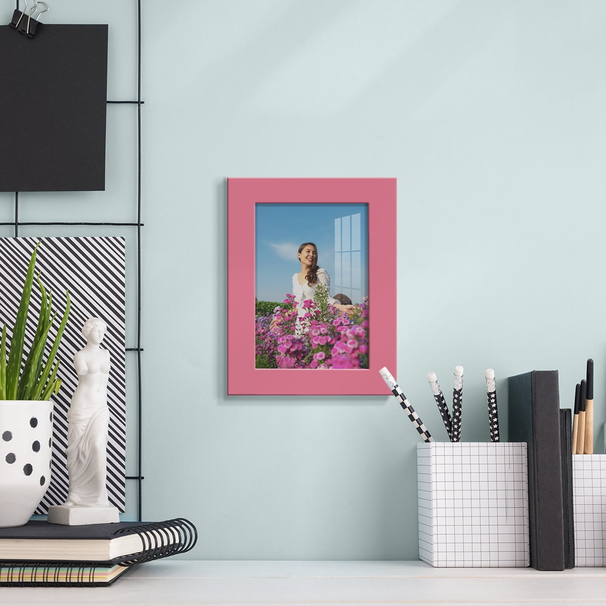 Modern Real Wood 3.5x5 inch Picture Frame in Hot Pink