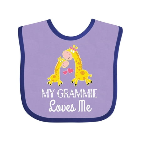 

Inktastic Grammie Loves Me Giraffe Grandchild Gift Baby Boy or Baby Girl Bib