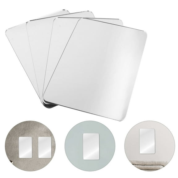 HOMEMAXS 4 Pcs Wall Mirror Tiles Large Mirror Wall Sticker 15.00X10.00X0.20CM Transparent