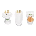 thumbnail image 2 of Dollhouse Bathroom Set, 3Pcs Simulation Porcelain Compact Lovely Dollhouse Bathroom Furniture  for 1/24 Dollhouse Grass Pattern,Pure White,Flower Pattern, 2 of 7