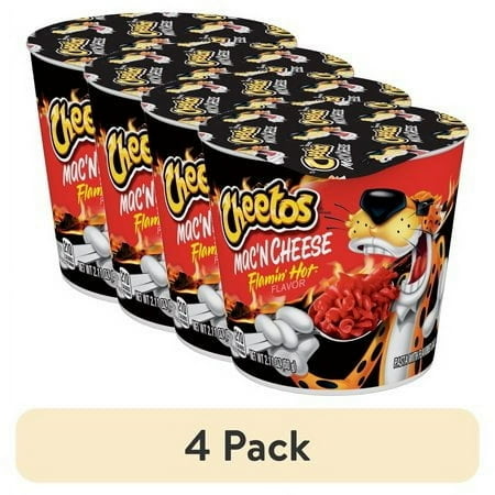 (4 pack) Cheetos Flamin' Hot Mac'N Cheese Pasta with Flavored Sauce, 2.11 oz Cup