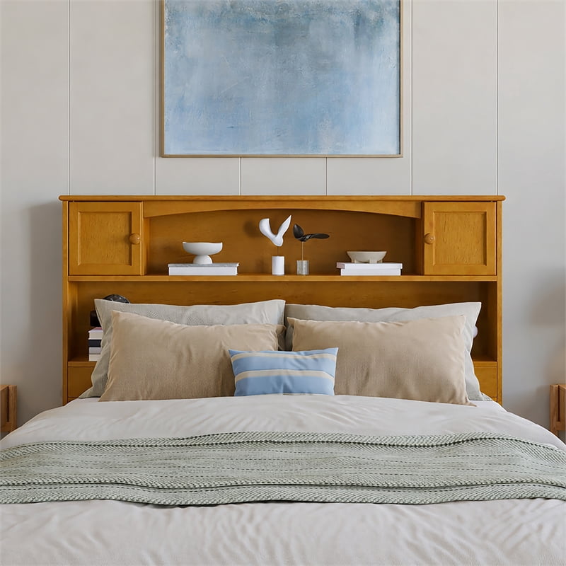 AFI Newport Full Solid Wood Bookcase Headboard in Light Toffee