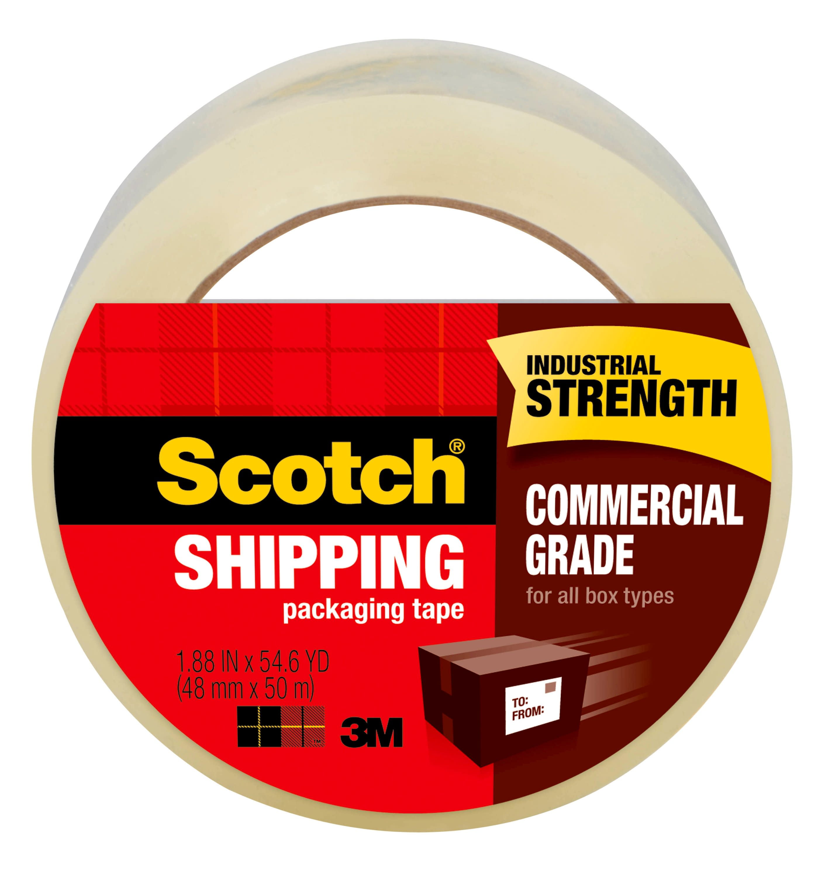 Scotch Commericial Grade Packaging Tape, Clear, 2' x 60 yds, 1 Roll