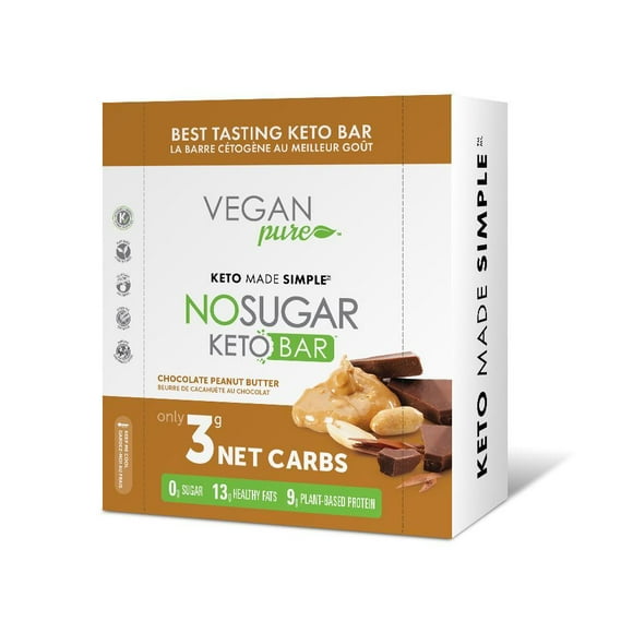 Vegan Pure No Sugar Keto Bar - 12 Bars/Box