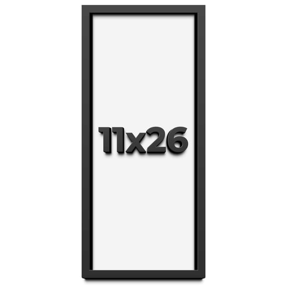 11x26 Shadow Box Frame Black | 1 inches Deep Real Wood Contemporary Shadowbox Display Frame | UV