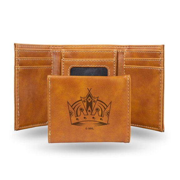 Los Angeles Hockey Kings Brown Trifold Wallet with Clear ID Window