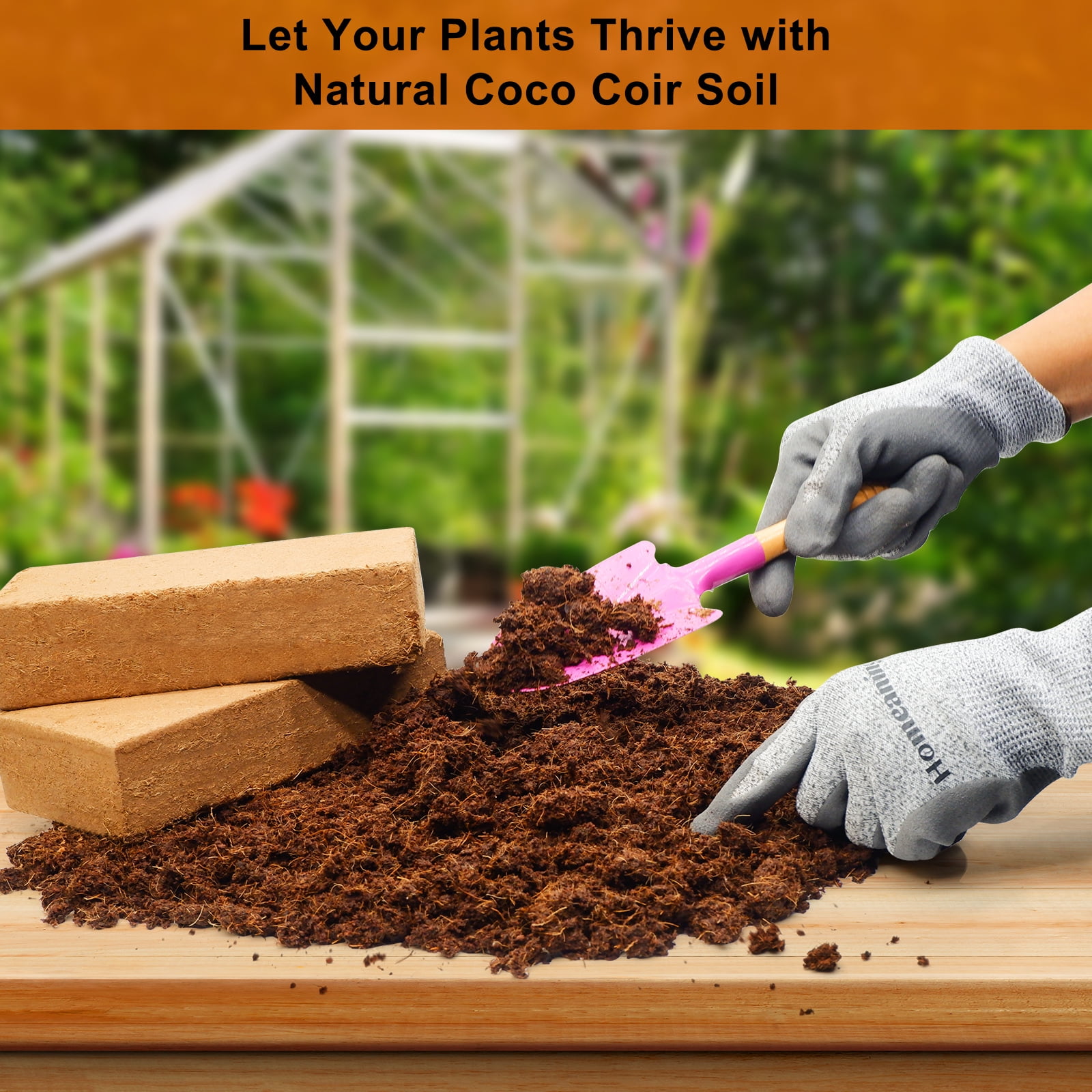 Homneer 10 pack Premium Coco Coir Bricks, Organic Coconut Fiber Substrate with Low pH & EC for Indoor & Outdoor Gardening and Potting Mix