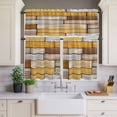 thumbnail image 4 of 3 Piece Kitchen Curtains and Valances Set Brown Yellow Vintage Cafe Curtains 24 Inch Length Retro Farmhouse Elegant Pastoral Valance & Tier Curtain for Living Room Bedroom Window 54"x18"+27"x24"*2, 4 of 6