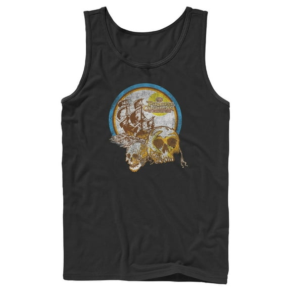 Men's Pirates of the Caribbean: On Stranger Tides Distressed Skull Logo  Tank Top Black 2X Large