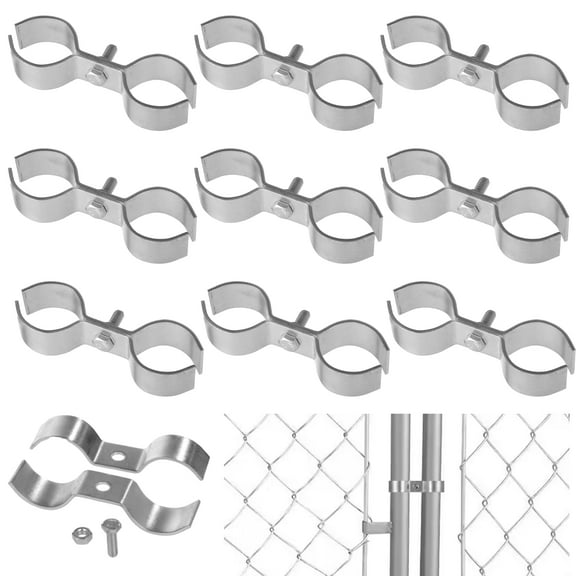 10 Pcs Diameter Metal Double Port Pipe Clamp, Carbon Steel Saddle Clamps, Kennel Clamps, Pet Fence Clamps, Fit 30 mm/1.18" Round Pipe Panel Frames