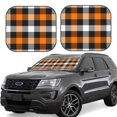 thumbnail image 1 of JUNZAN Orange Plaid Pattern Car Windshield Sun Shade | Reflective Sunshade | Foldable 2-Piece Sun Shield Protect Your Car | Fits Sedans, SUVs, Hatchbacks-Large, 1 of 6