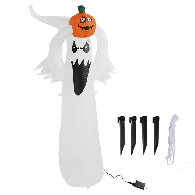 Inflables de Halloween Fantasma de Calabaza, 1,8 m Inflables de Halloween Calabaza Fantasma Inflable de Halloween Fantasma Inflable al Aire Libre con Luces LED Resistente y Resistente Jadeshay A
