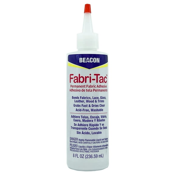 Beacon Adhesives Fabri-Tac Permanent Glue, Quick Dry, Acid and Lingin Free, Clear, 8 oz, 236.6 ml