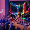 thumbnail image 3 of Simpkeely Blacklight Fantasy Waterfall Planet Tapestry UV Reactive Nature Tapestry Neon Landscape Mountain Wave Tapestry Wall Hanging - 70.9" x 90.6, 3 of 8
