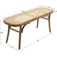 thumbnail image 2 of BOBOKY 45 Inch Upholstered Bench, Wicker Rattan Entryway Bench with Solid Wood Legs, Rustic Storage Bench for Living Room Bedroom Hallway, Indoor Console Bench,Rattan-beige, 2 of 9