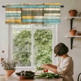 thumbnail image 6 of Brown Blue Vintage Rod Pocket Curtain Valance, Retro Farmhouse Elegant Pastoral Farmhouse Window Valance for Living Room, Bedroom, Kitchen 54"W x 18"L, 6 of 9