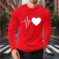 thumbnail image 5 of UVEASISHA Valentines Day Waffle Knit Shirts for Men Long Sleeve Heart Graphic Tees Big and Tall Casual Regular Fit T-Shirts Holiday Gifts Red L, 5 of 10