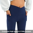 thumbnail image 3 of Women's Flare Leggings with Pockets-Crossover High Waisted Bootcut Yoga Pants-Tummy Control Bell Bottom Leggings, 3 of 12