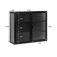 thumbnail image 2 of 27.56"Modern Wall Cabinet with Glass Doors, Bathroom Cabinet with Featuring Three-tier Storage for Entryway Living Room, Bathroom or Dining Room, Black, 2 of 7
