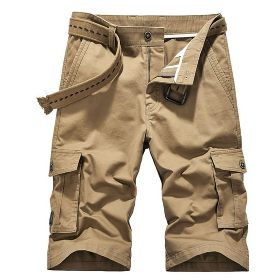 Zylanna Men's Shorts Cargo Pants, Straight Button Fashion Outdoor Workwear Loose Relax Fit Multi-Pockets Sports Cargo Shorts for Men Khaki Size XL