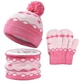 thumbnail image 2 of Cute Hat Scarf Glove Sets for Boys Girls Fleece Lined Winter 1-6 Years Toddlers Thermal Warm Pom-Pom Beanies Hats Neck Gaiters Scarves Mittens Gloves, 2 of 8