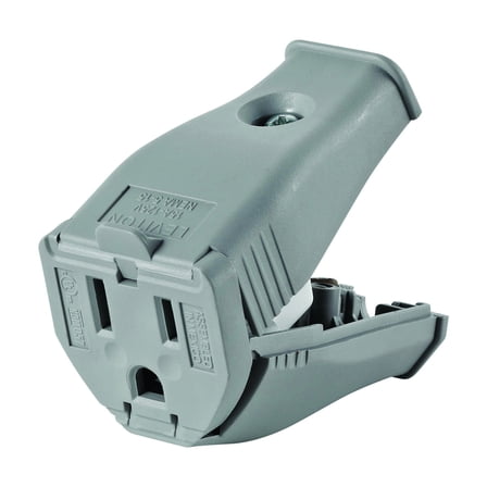 Leviton 15 Amp Nema 5-15R Single Outlet Adapter - Grounding, 125V - Gray