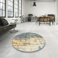 thumbnail image 3 of Ahgly Company Indoor Round Abstract Tan Brown Abstract Area Rugs, 4' Round, 3 of 6
