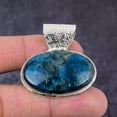 thumbnail image 2 of Natural Neon Blue Apatite Gemstone 925 Sterling Silver Gift Pendant 1.62", 2 of 2