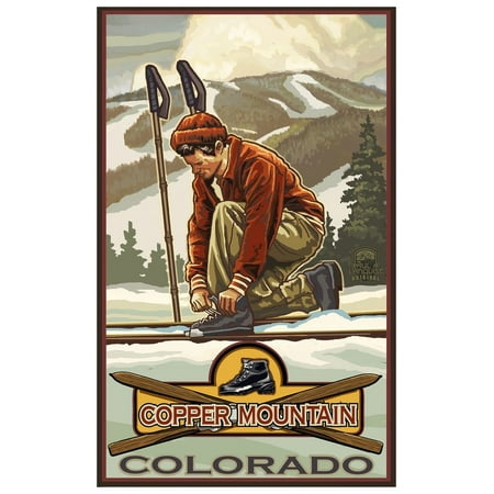 Classic Binding Skier Copper Mountain Colorado Travel Art Print Poster by Paul A. Lanquist (12