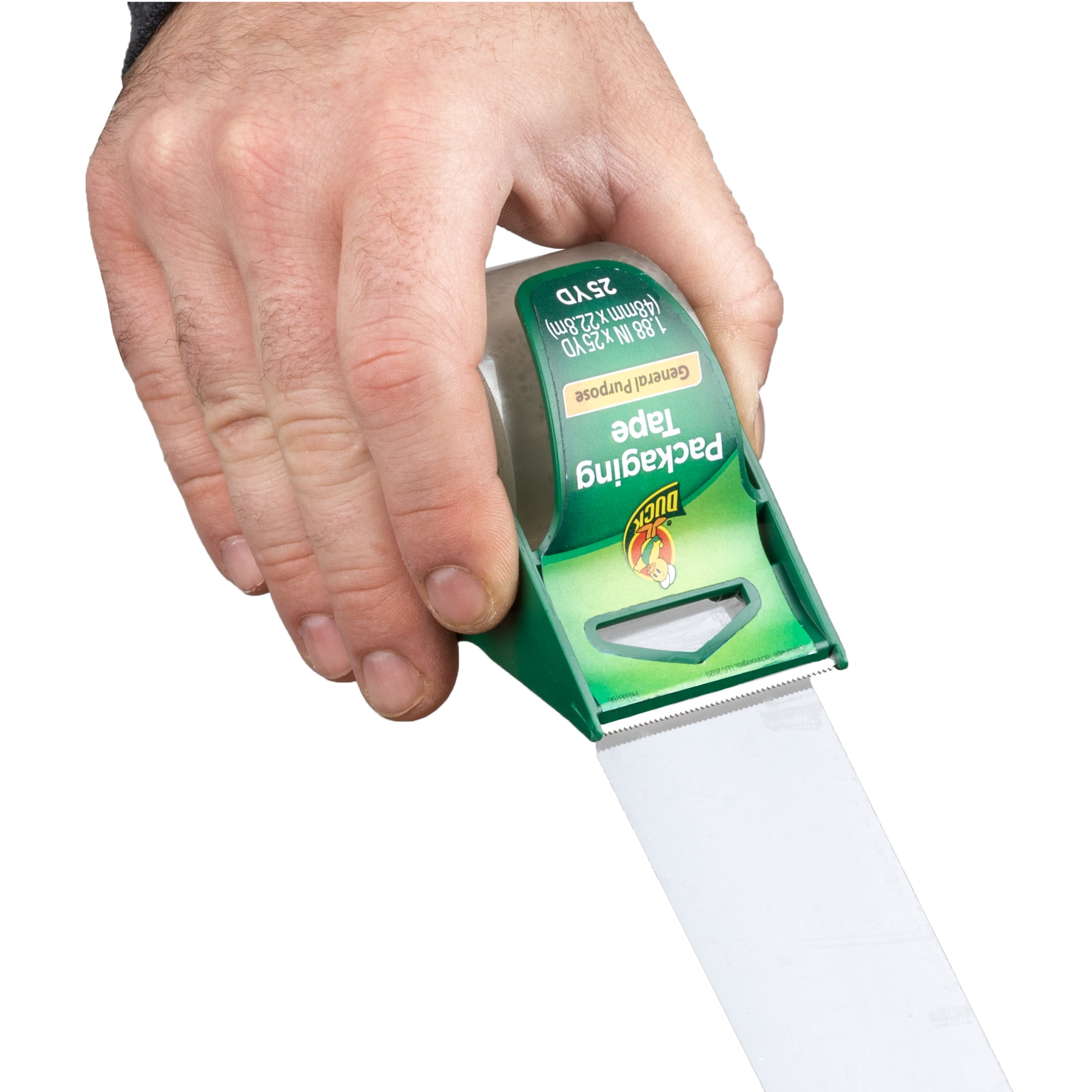 (2 pack) Duck General Purpose Packaging Tape with Manual Tape Dispenser, 1.88 in x 25 yd, Clear, 1 Roll
