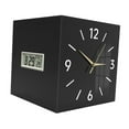 thumbnail image 2 of Reloj de pared de esquina con termómetro, reloj decorativo cuadrado con mes, fecha y Negro, 2 of 9