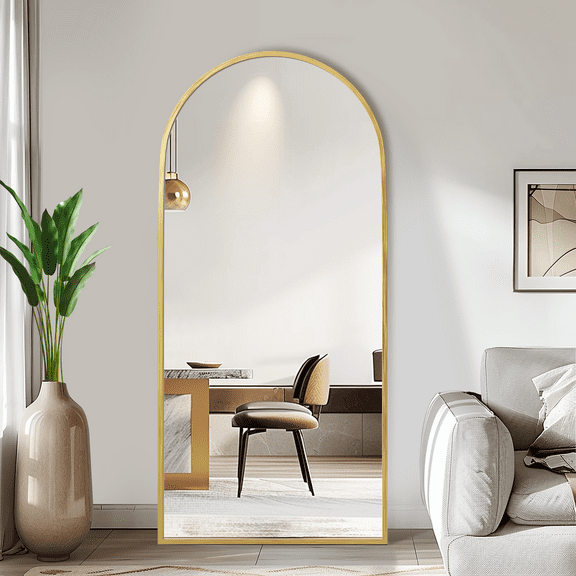 Neutype 77"x34" Gold Modern Arched Full Length Floor Mirror