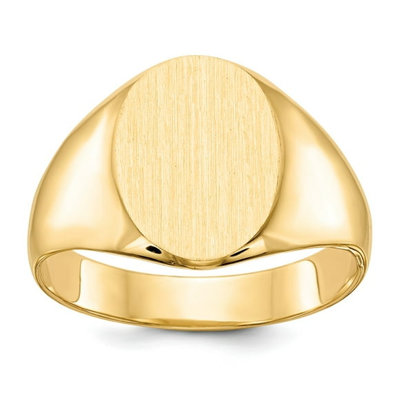 14K Yellow Gold Ring Band Signet 13.5x11.5mm Closed Back Men's