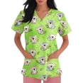 thumbnail image 3 of Scrub Shirts for Women Cute Cartoon Animals Pattern V Neck Loose Comfy Healthcare Wear With Pockets, 3 of 4