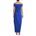 thumbnail image 2 of Womens Draped Off-The-Shoulder Gown, Blue, Size 10, 2 of 3