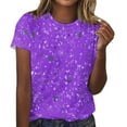 thumbnail image 1 of Camisetas de Mujer con Cuello Redondo Blusas de Manga Corta Imprimir Top, Camisetas de Mujer para Primavera Verano Casual, 1 of 4